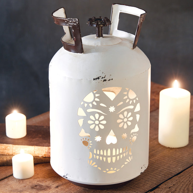 Propane Tank Sugar Skull Candleholder