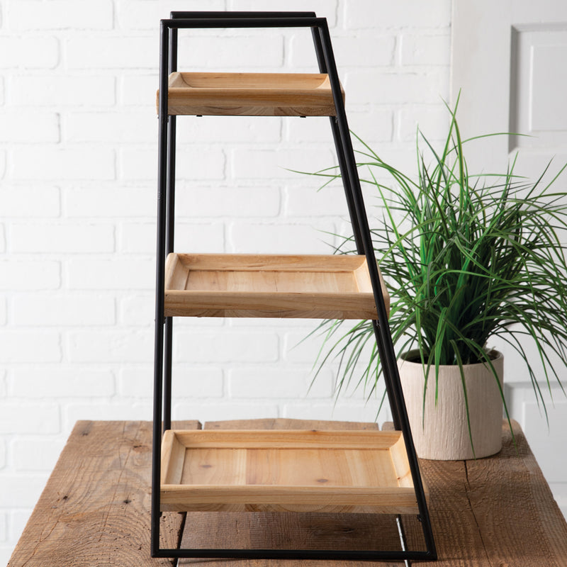 Three-Tier Leaning Display Shelf