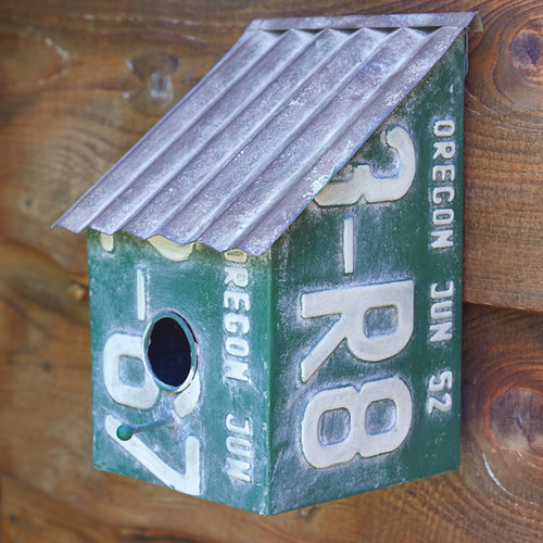 Slanted License Plate Birdhouse