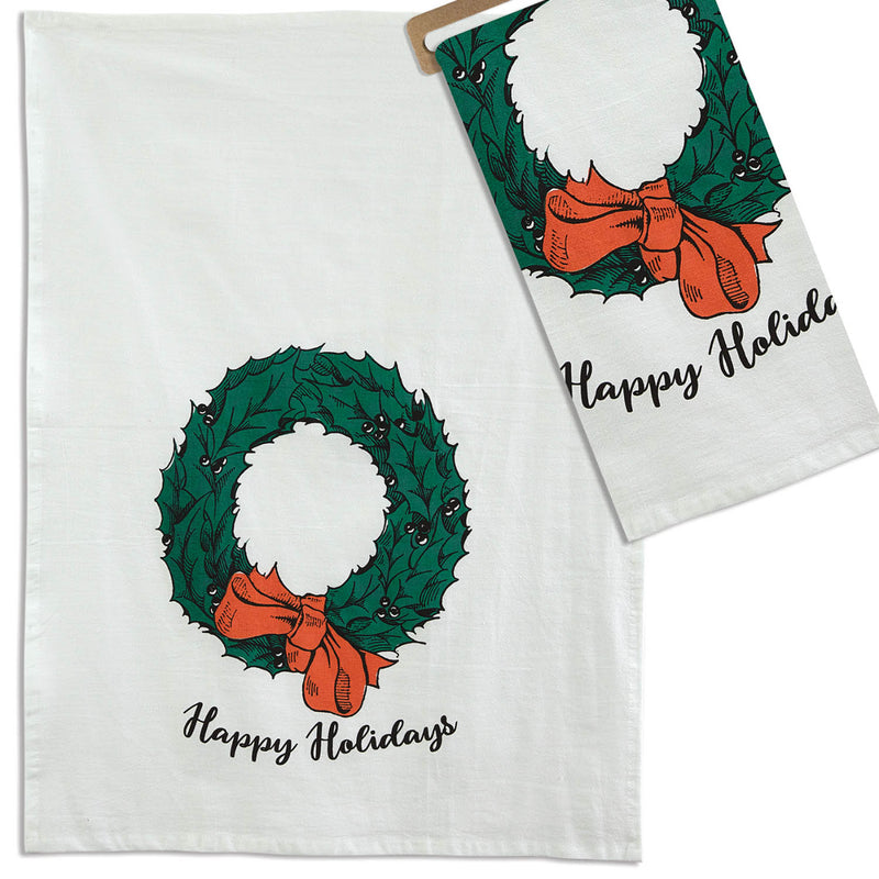 Merry Christmas Wreath Tea Towel Set of 4