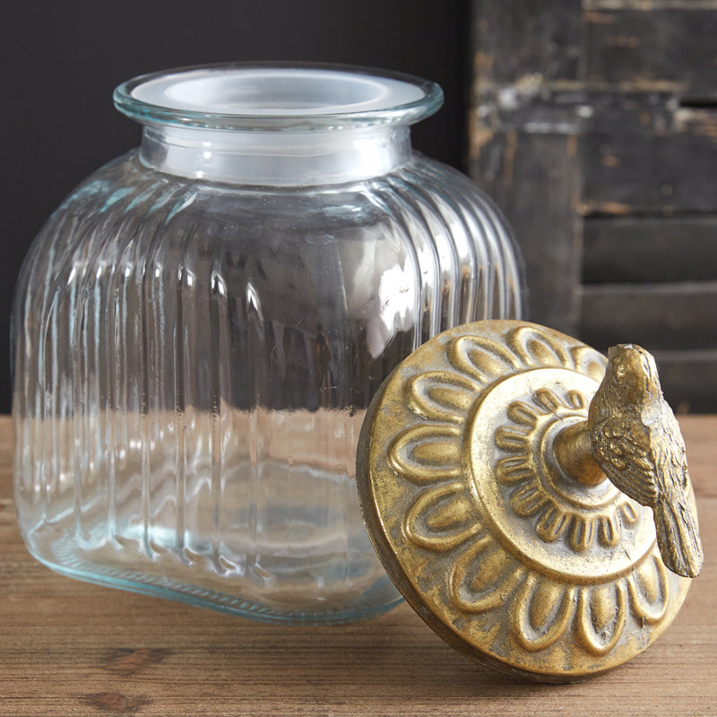 Gold Bird Glass Canister