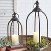 Mixed Metal Open Candle Lantern Set of 2