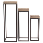 Wood & Metal Pedestal Set of 3