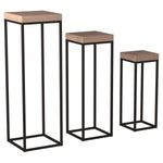 Wood & Metal Pedestal Set of 3