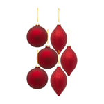 Red Glass Ball and Onion Ornament Set of 6