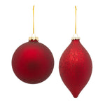 Red Glass Ball and Onion Ornament Set of 6