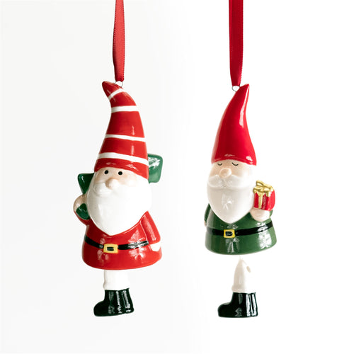 Modern Ceramic Santa Ornament Set of 6