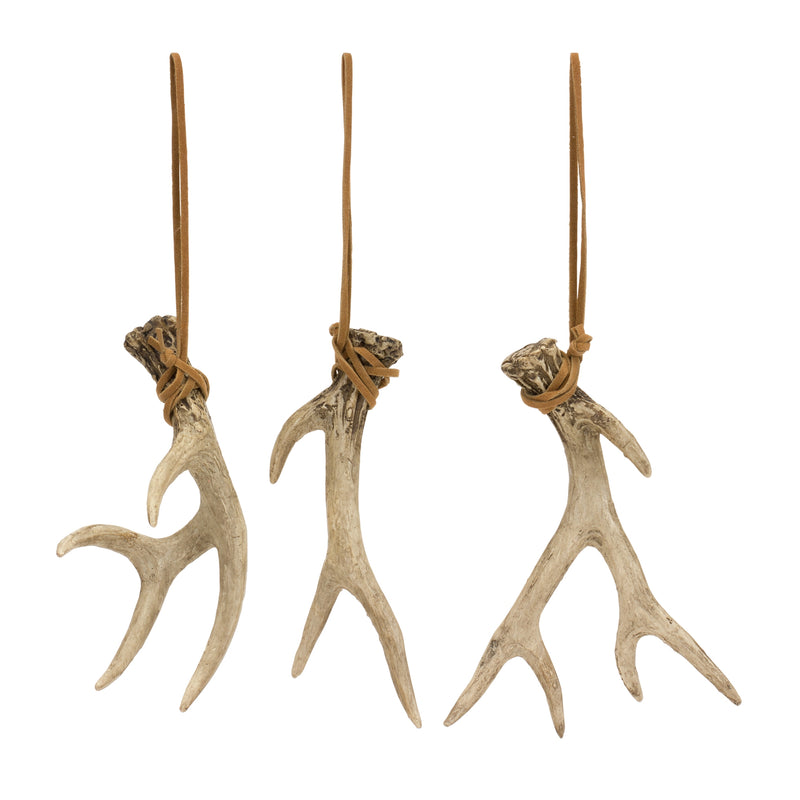 Rustic Deer Antler Hanging Ornament Set of 12