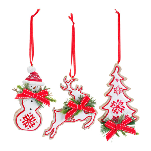 Nordic Snowflake Character Tree Ornament Set of 6