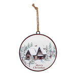 Woodland Winter Cabin Disc Ornament Set of 12