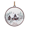 Woodland Winter Cabin Disc Ornament Set of 12