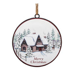 Woodland Winter Cabin Disc Ornament Set of 12