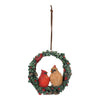 Cardinal Bird Couple Wreath Ornament Set of 4