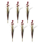 Burgandy Allium Grass Faux Plant Stem Set of 6