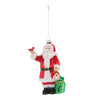 Glass Santa with Cardinal Bird Ornament Set of 6