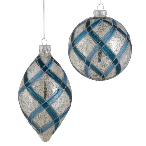 Glitter Net Glass Ball Ornamnet Set of 6