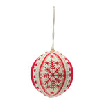 Embroidered Wool Ball Ornament Set of 4