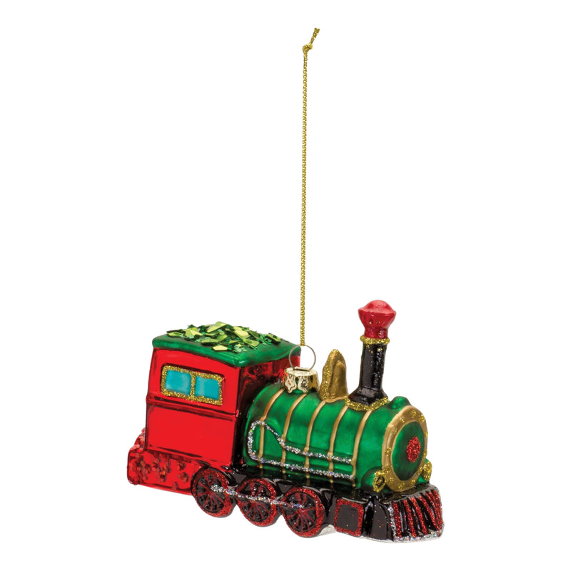 Glittered Glass Train Ornament Set of 6