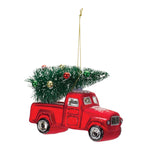 Glittered Glass Pickup Truck Ornament Set of 6