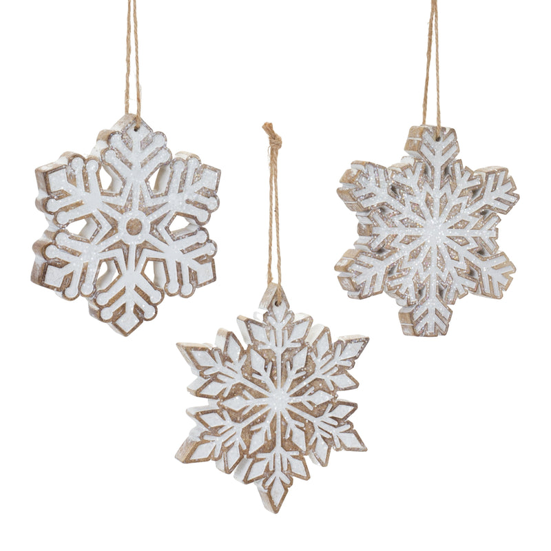 Glittered Snowflake Ornament Set of 3