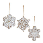 Glittered Snowflake Ornament Set of 3