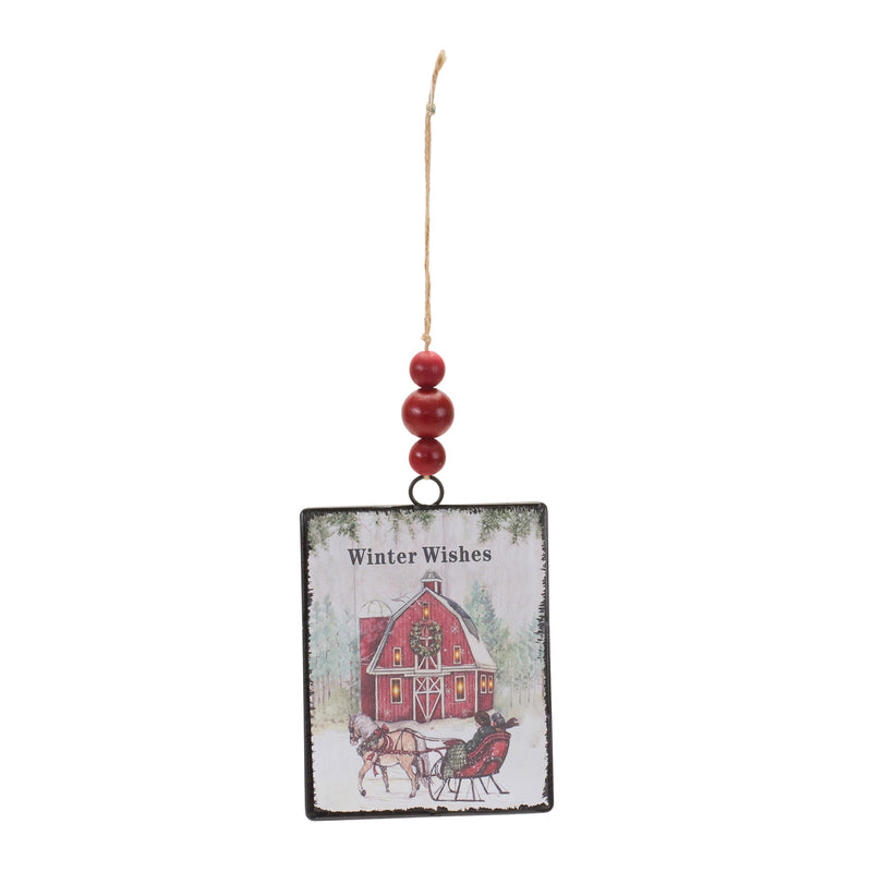 Glass Winter Wishes Barn Ornament Set of 12