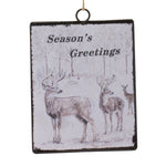 Glass Seasons Greetings Deer Ornament Set of 12