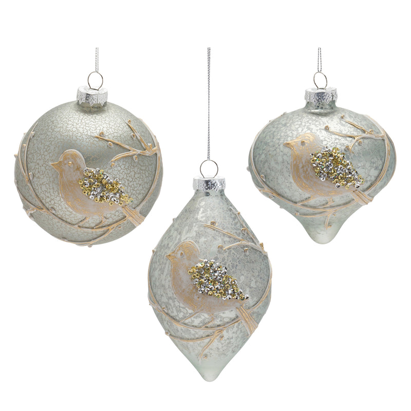 Beaded Glass Bird Ornament Set of 6