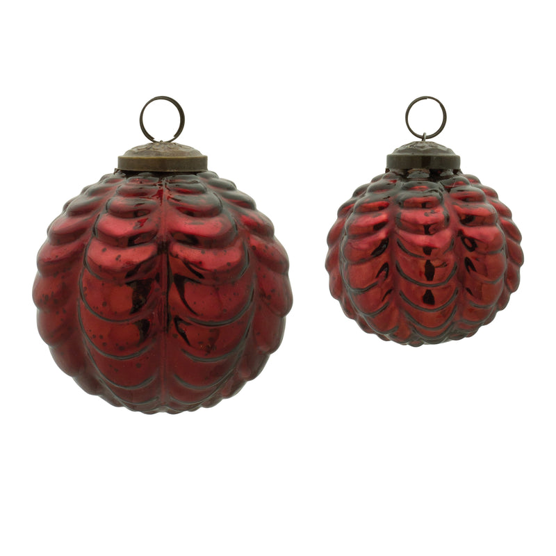 Scalloped Glass Ball Ornament Set of 12