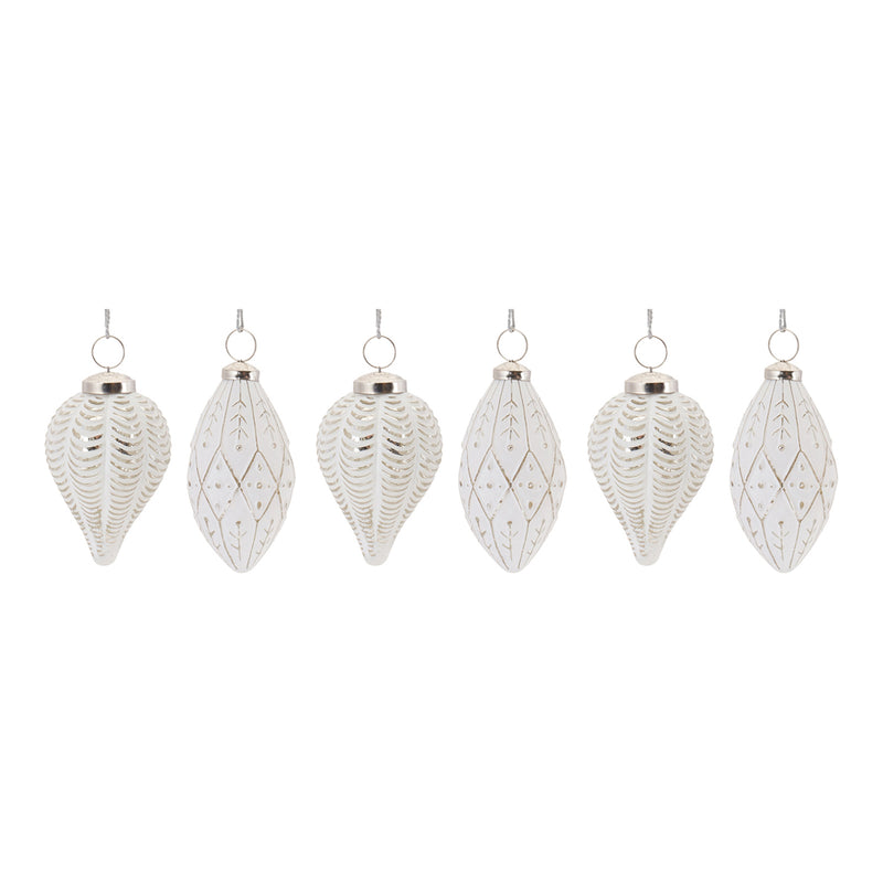 Frosted Glass Ornament Set of 6