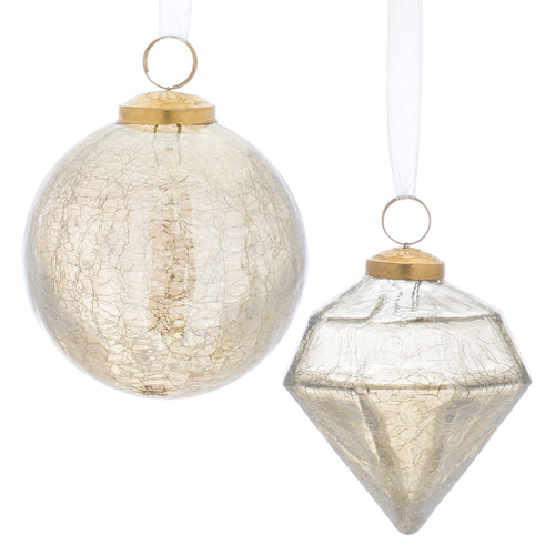 Crackle Glass Ornament Set of 6