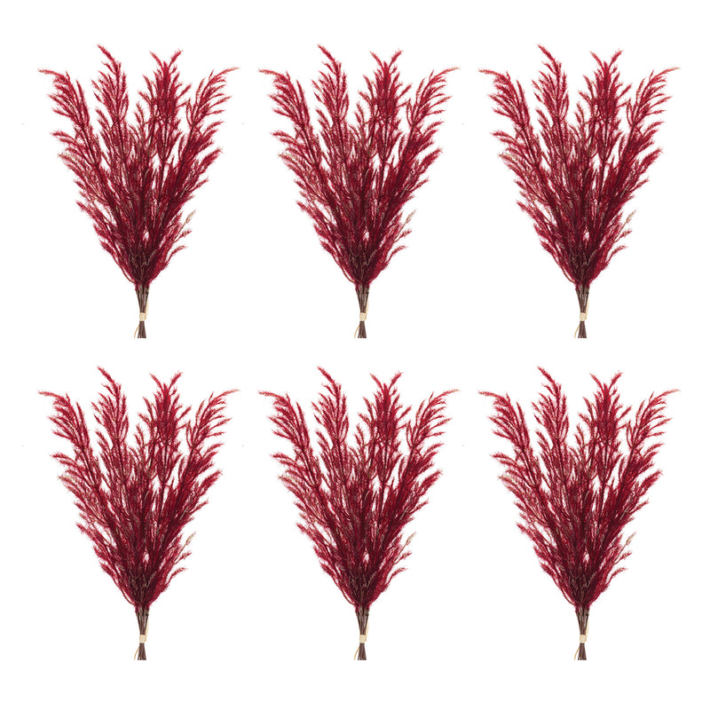 Burgandy Plume Bundle Faux Plant Stem Set of 6