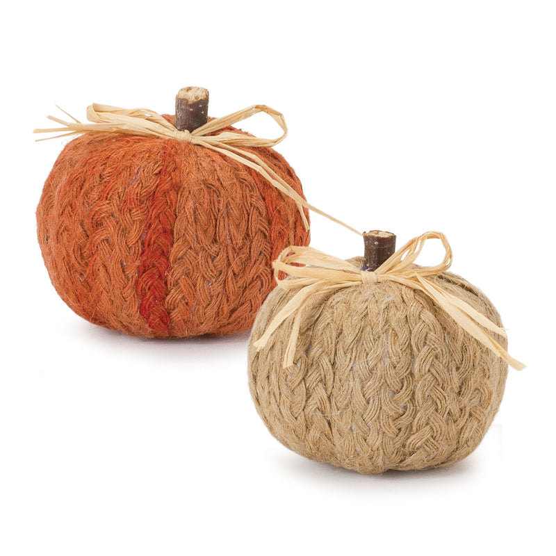 Braided Fabric Pumpkin Sculpture Set of 2