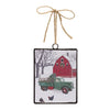 Glass Truck and Barn Ornament Set of 12