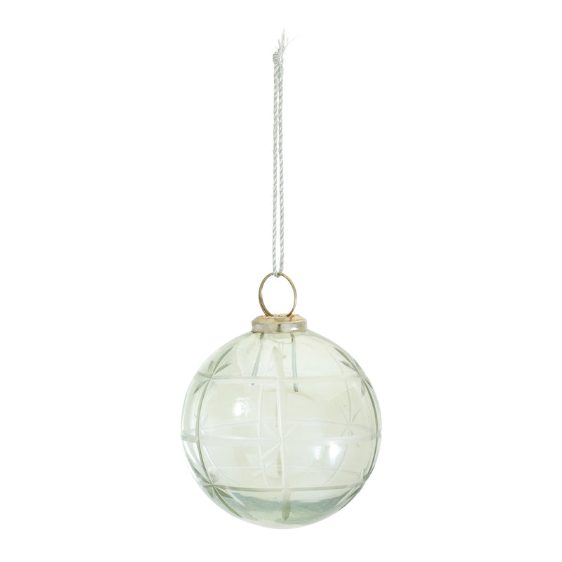 Etched Glass Ball Ornament Set of 6