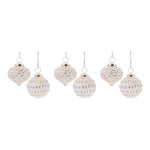 White Washed Glass Ornament Set of 6