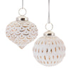 White Washed Glass Ornament Set of 6