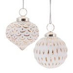 White Washed Glass Ornament Set of 6