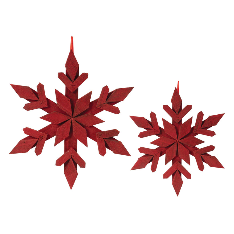 Fir Wood Snowflake Ornament Set of 4