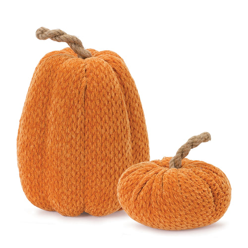 Plush Fabric Pumpkin Sculpture Set of 2