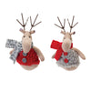 Plush Deer with Sweater Ornament Set of 12