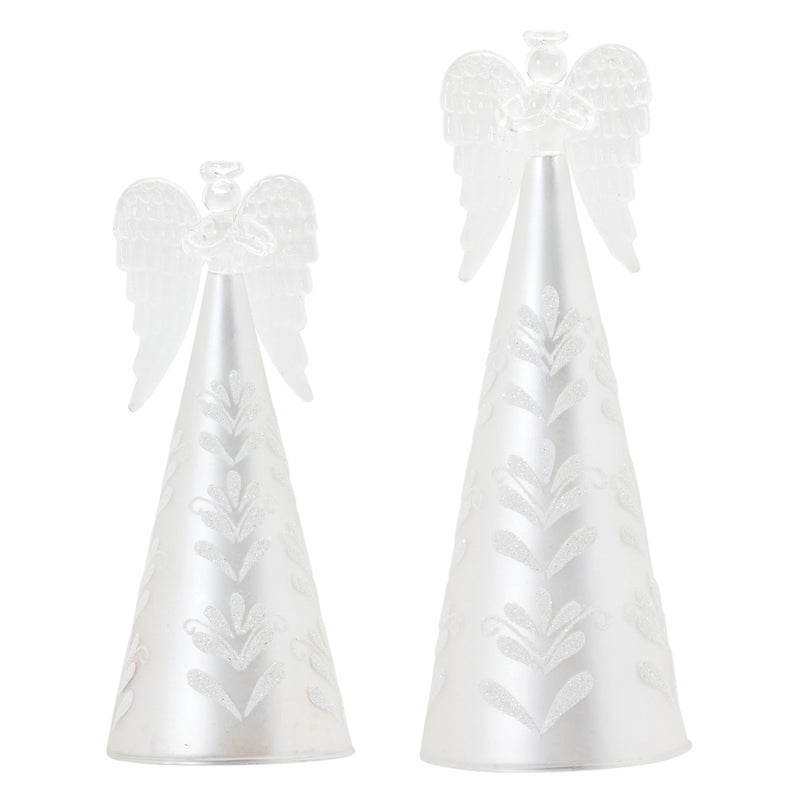 Frosted Glass Angel Ornament Set of 2