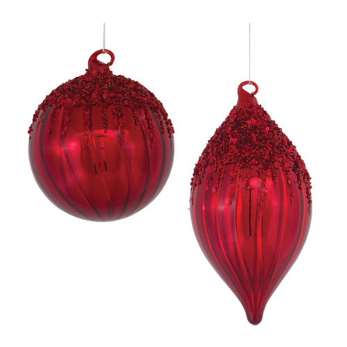 Sequined Glass Ornament Set of 4