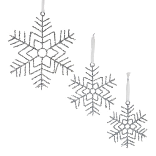 Glittered Wire Snowflake Ornament Set of 12