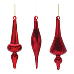 Ribbed Glass Finial Ornament Set of 12