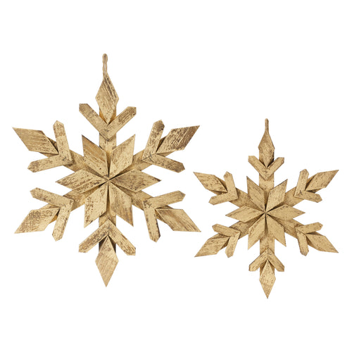 Fir Wood Snowflake Ornament Set of 4