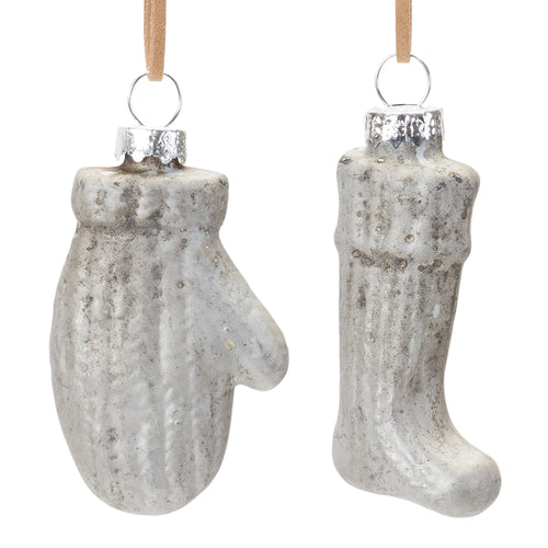 Glass Mitten and Stocking Ornament Set of 12