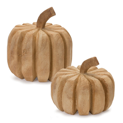 Carved Pumpkin Sculpture Set of 2