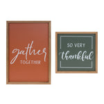 Gather and Thankful Sentiment Sign Set of 2