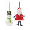 Whimsical Santa and Snowman Ornament Set of 6